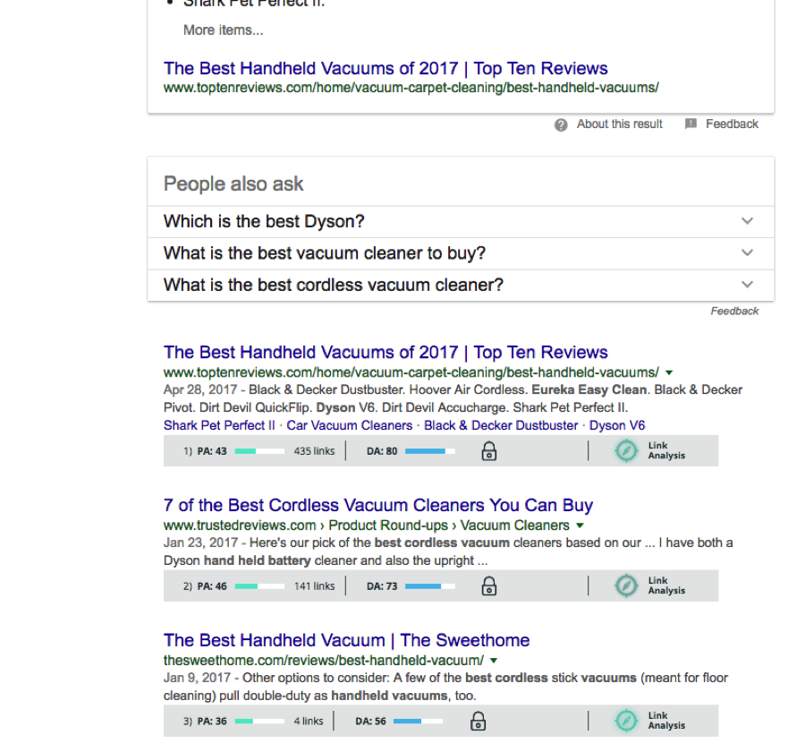 Mozbar Search Results